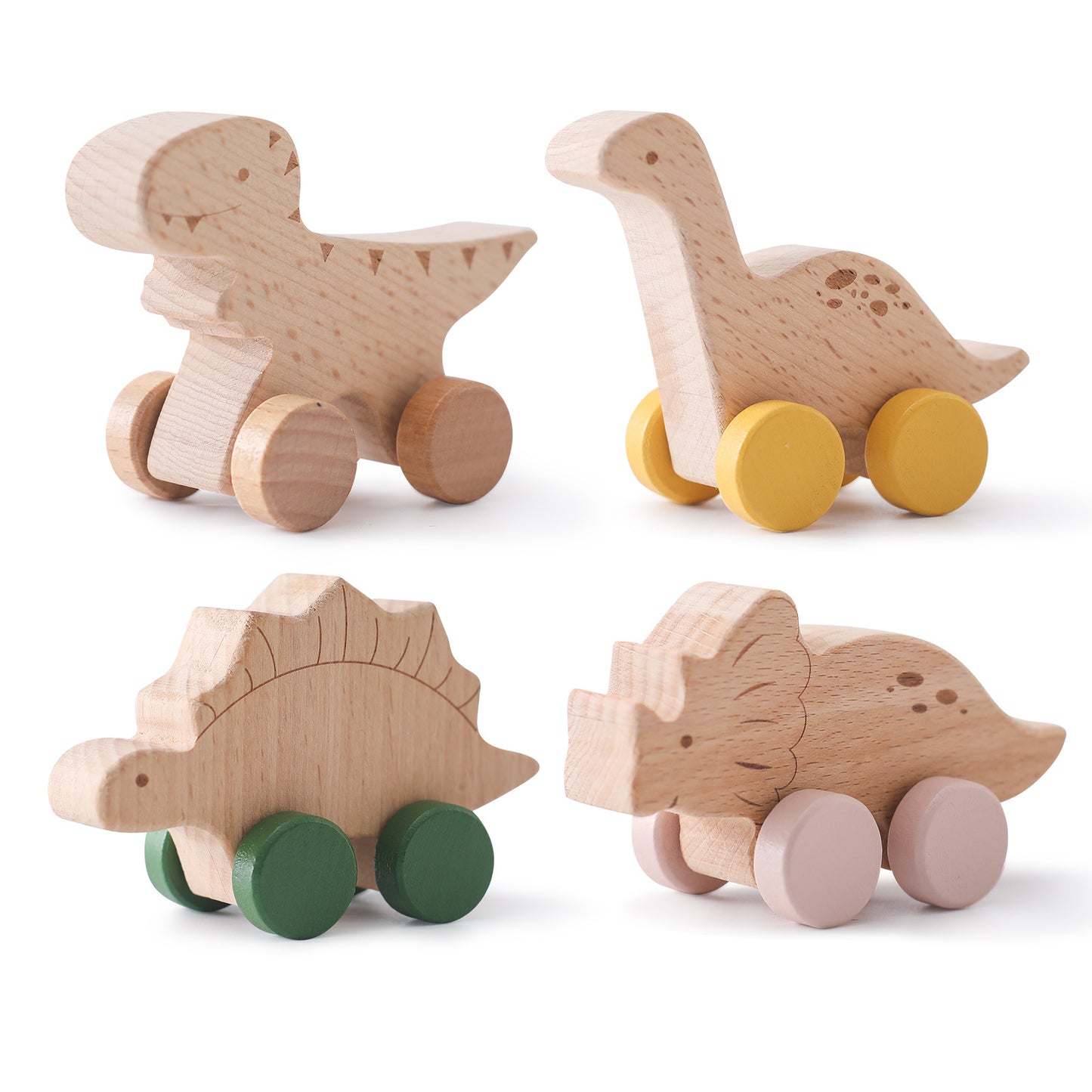 Träleksak, dinosaurier som rullar