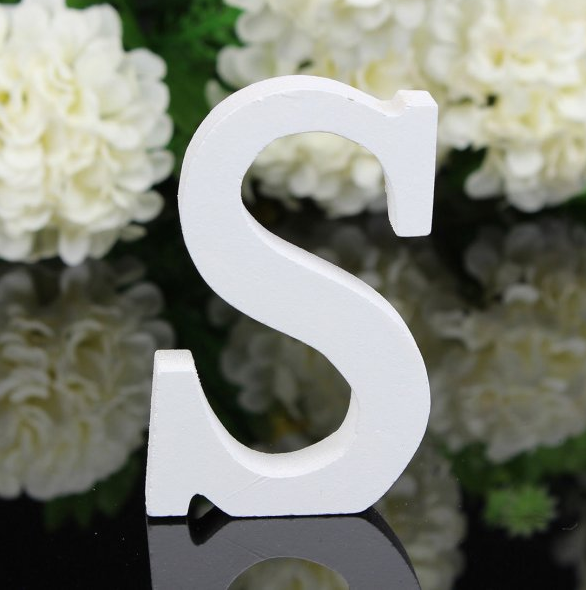 White letters in wood, approx. 8 cm high