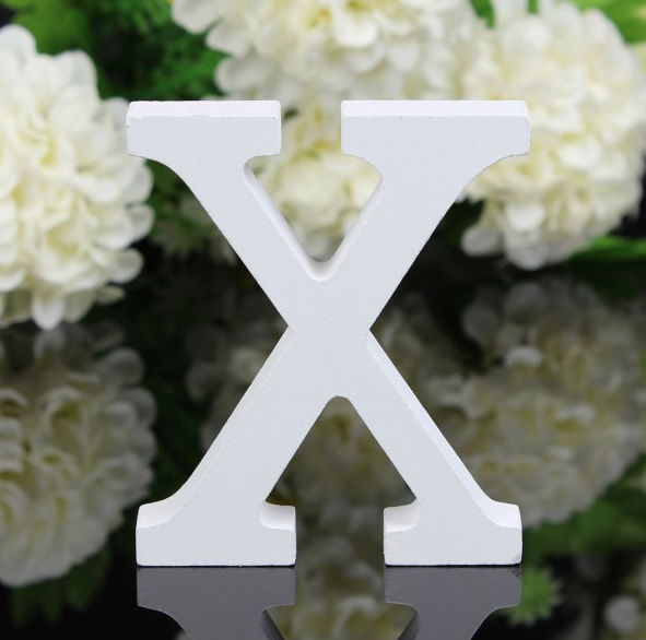 White letters in wood, approx. 8 cm high