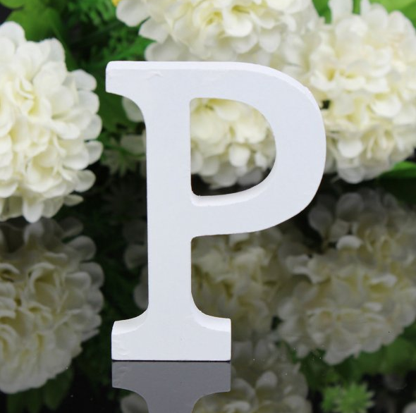 White letters in wood, approx. 8 cm high