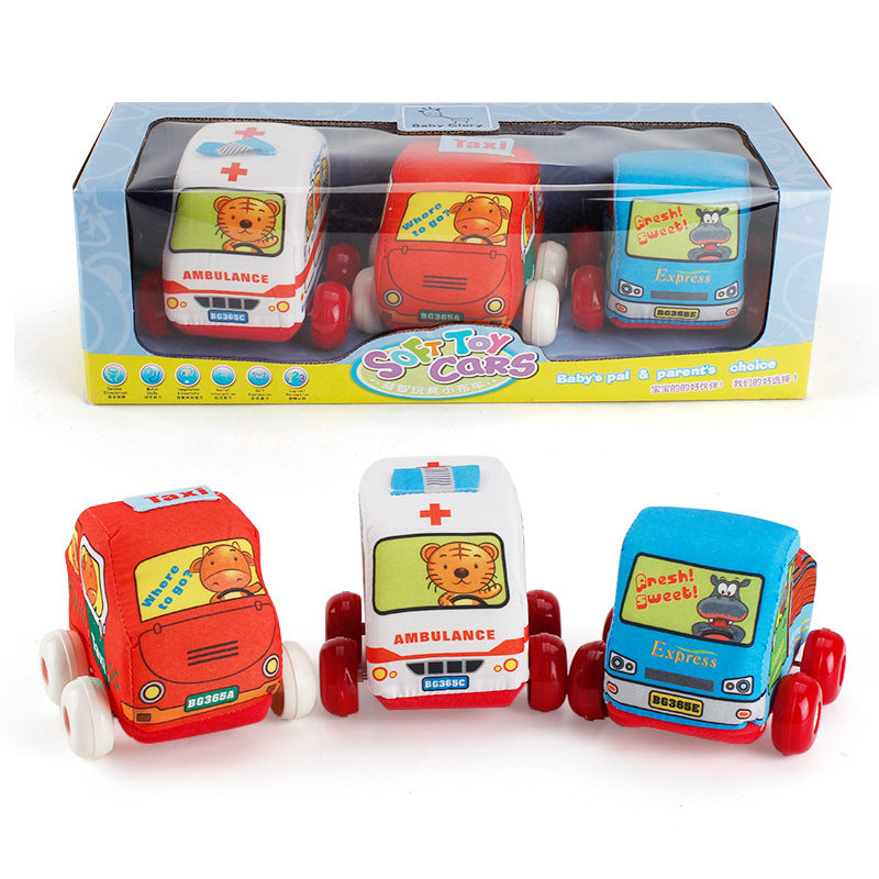 Tygbil 3-pack, dra-och-släpp leksak