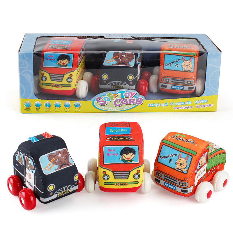 Tygbil 3-pack, dra-och-släpp leksak