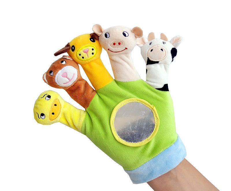 Fingerdockor, mjuk handske med djur