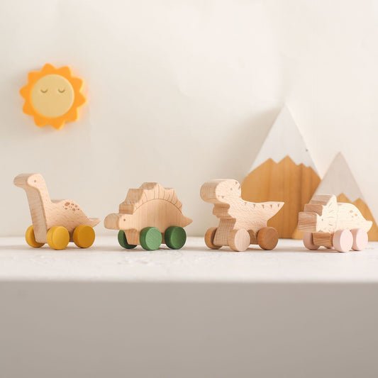 Träleksak, dinosaurier som rullar