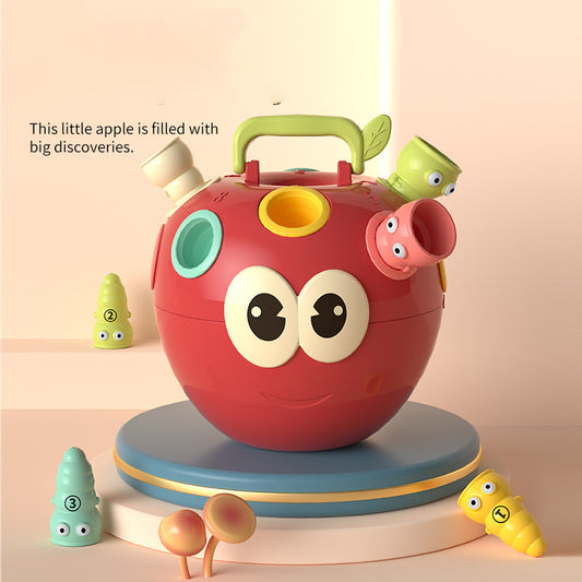 Apple with 10 worms, sorting and stacking toy